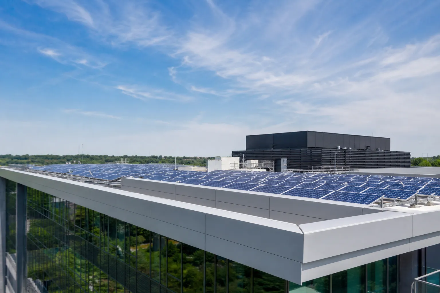 Solar panels on a corporate building